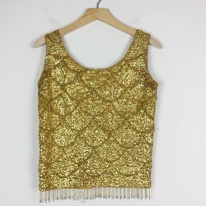 Vintage sequinned gold shell angora lambswool
